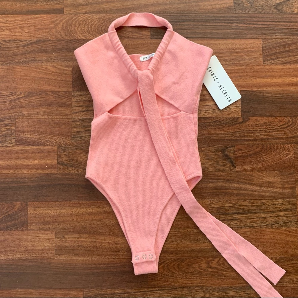 Saints & Secrets Blush Body Suit W Tie-Front Detail New Sz Small